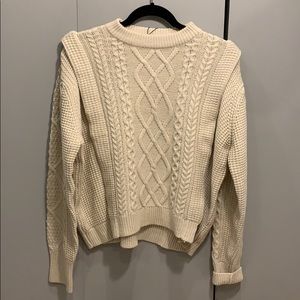 Chunky Cable Knit Sweater in Antique White